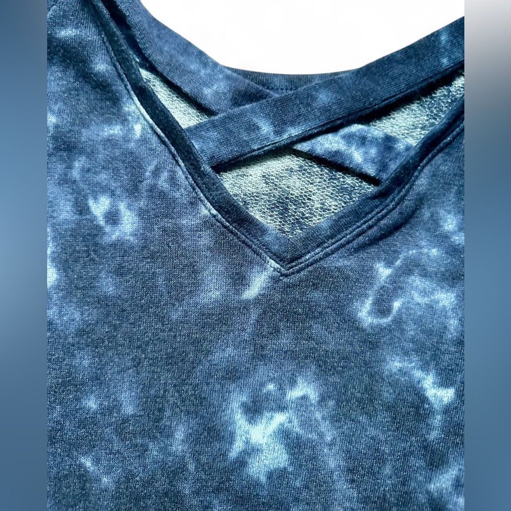 SO Women's Blue Clouds Off-Shoulder Sweatshirt - Picture 4 of 5